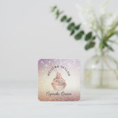 カップケーキケーキ&スイーツホームベーカリー素朴ヴィンテージ スクエア名刺 (スタンド正面)