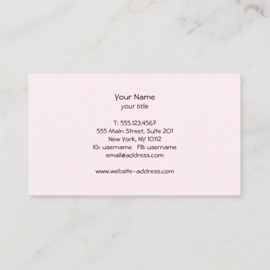 カップケーキケータリングベーカリーペストリーシェフ 名刺 (裏面)