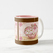 カップケーキコーヒーマグ誕生日ギフト ツートーンマグカップ (正面右)