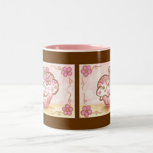 カップケーキコーヒーマグ誕生日ギフト ツートーンマグカップ (中央)