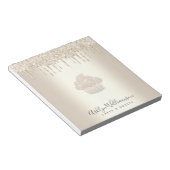 カップケーキシェフベーカリーシャンパン金ゴールドグリッタードリップス ノートパッド (アングル)