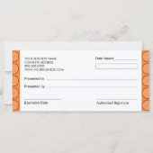 カップケーキショップまたはベーカリーギフト券 (裏面)