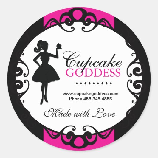 カップケーキシルエット包装シール ラウンドシール (正面)