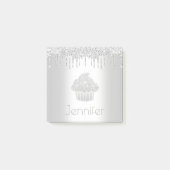 カップケーキシルバーグリッタードリップモノグラムモダン名 ポストイット (正面)