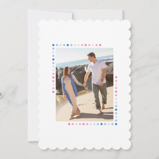 カップケーキジェンダーがブルーピンクの写真パーティーを明らかにする 招待状 (裏面)