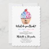 カップケーキジェンダーがブルーピンクの写真パーティーを明らかにする 招待状 (正面)