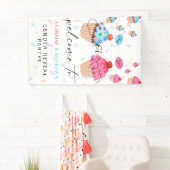 カップケーキジェンダー表示パーティーウェルカムバナー 横断幕 (インサイチュ)