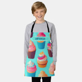 カップケーキジオメトリックパタカラフルーン エプロン (着用した状態)