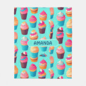 カップケーキジオメトリックパタカラフルーン フリースブランケット (正面)