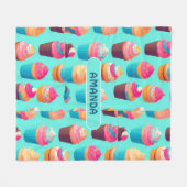 カップケーキジオメトリックパタカラフルーン フリースブランケット (正面(横))