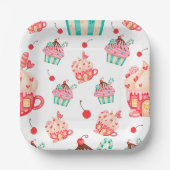 カップケーキスイーツお祝いパーティー ペーパープレート (正面)