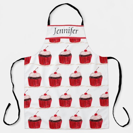 カップケーキスイーツ手描きベーキングフードかわいい エプロン (正面)