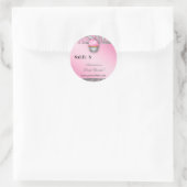 カップケーキステッカー価格ラベルクラウンクラスシルバーピンク ラウンドシール (バッグ)