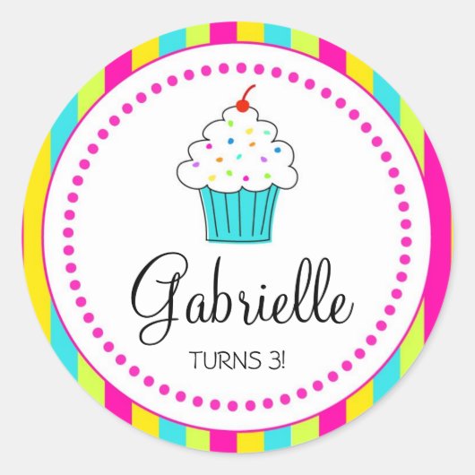 カップケーキステッカー、DYIカップケーキトッパー用 ラウンドシール (正面)