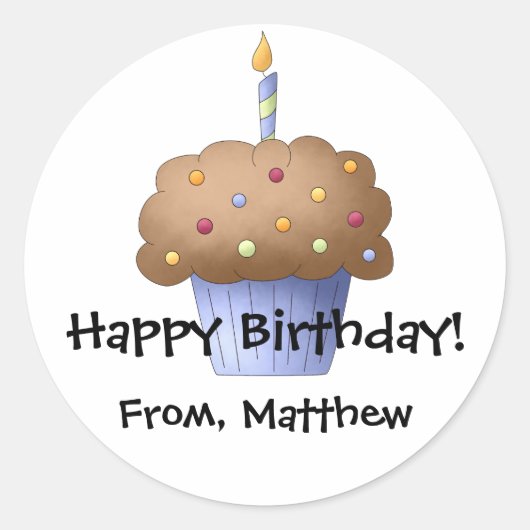 カップケーキステッパーソナライズされたカー ラウンドシール (正面)