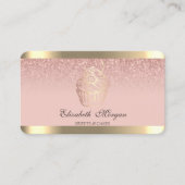カップケーキストライプ金ゴールドベーカリーバラ金ゴールドグリッター 名刺 (正面)