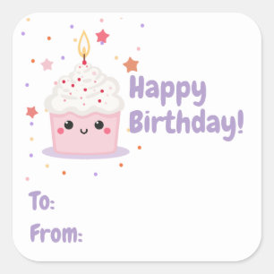 カップケーキスマイル誕生日 スクエアシール