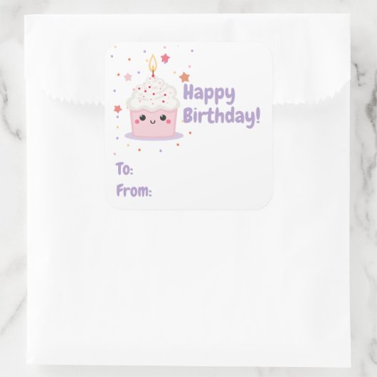 カップケーキスマイル誕生日 スクエアシール (バッグ)