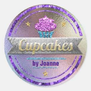 カップケーキセールスシャイニーグリッター ラウンドシール