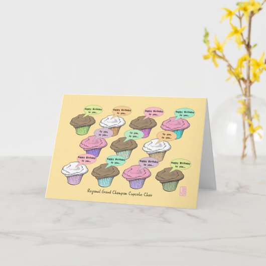 カップケーキチョアオンメイズ誕生日 カード (黄色い花)