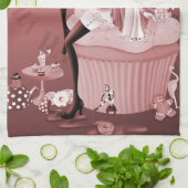 カップケーキティータオルのバニーガール キッチンタオル (折り畳み)