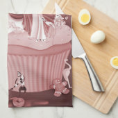 カップケーキティータオルのバニーガール キッチンタオル (四つ折り)