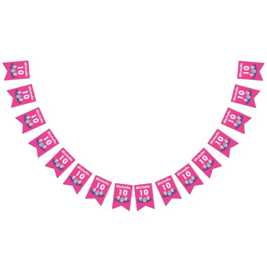 カップケーキテーマキッズバースデーパーティカスタムー バンティングフラッグ (全)