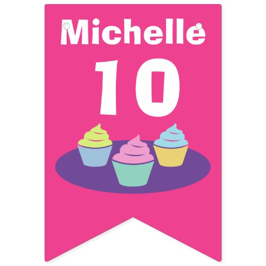 カップケーキテーマキッズバースデーパーティカスタムー バンティングフラッグ (第2の旗)