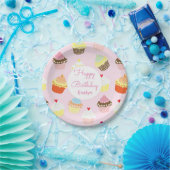 カップケーキテーマピンクバースデーパーティー紙プレート ペーパープレート (パーティー)