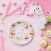カップケーキテーマピンクバースデーパーティー紙プレート ペーパープレート (パーティー)