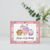 カップケーキデザート水色レシピブライダルシャワー ポストカード (スタンド正面)