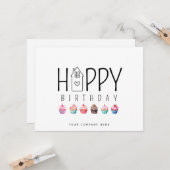 カップケーキハウス実在エテートハッピーバースデー カード (正面/裏面インサイチュ)