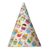 カップケーキハッピーバースデーにかわいいお菓子を付け加える パーティーハット (右)