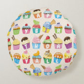 カップケーキハッピーバースデーにかわいいお菓子を付け加える ラウンドクッション (裏面)