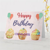カップケーキハッピーバースデーカード カード (黄色い花)
