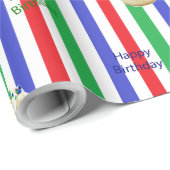 カップケーキハッピーバースデーレッドブルーグリーン ラッピングペーパー (ロールコーナー)