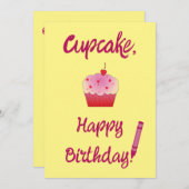 カップケーキハッピーバースデー! 招待状 (正面/裏面)