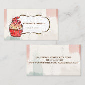 カップケーキハートベーカリー、水彩ブラシストローク 名刺 (正面/裏面)