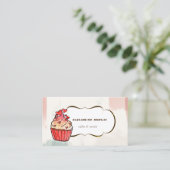 カップケーキハートベーカリー、水彩ブラシストローク 名刺 (スタンド正面)