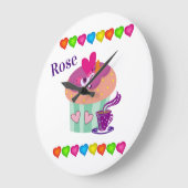 カップケーキハートポニークロック ラージ壁時計 (傾斜)