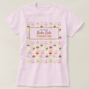 カップケーキバックグラウンド、チャリティベイクセールイベント Tシャツ