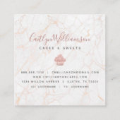 カップケーキバラ金ゴールドグリッタードリップスマーブルベーカリーシェフ スクエア名刺 (裏面)