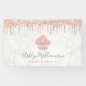 カップケーキバラ金ゴールドグリッタードリップスマーブルベーカリーシェフ 横断幕 (横)