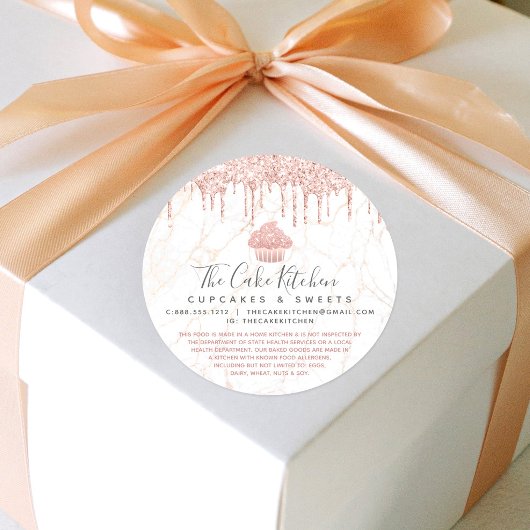 カップケーキバラ金ゴールドグリッタードリップマーブルベーカリーリーガル ラウンドシール