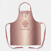 カップケーキバラ金ゴールド銅グリッタードリップベーカリーシェフ エプロン (正面)