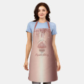 カップケーキバラ金ゴールド銅グリッタードリップベーカリーシェフ エプロン (着用した状態)