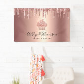 カップケーキバラ金ゴールド銅グリッタードリップベーカリーシェフ 横断幕 (インサイチュ)