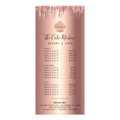 カップケーキバラ金ゴールド銅グリッターベーカリーシェフメニュー ラックカード (正面)