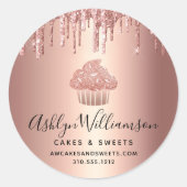 カップケーキバラ金ゴールド銅ドリップス菓子シェフベーカリー ラウンドシール (正面)