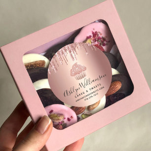 カップケーキバラ金ゴールド銅ドリップス菓子シェフベーカリー ラウンドシール